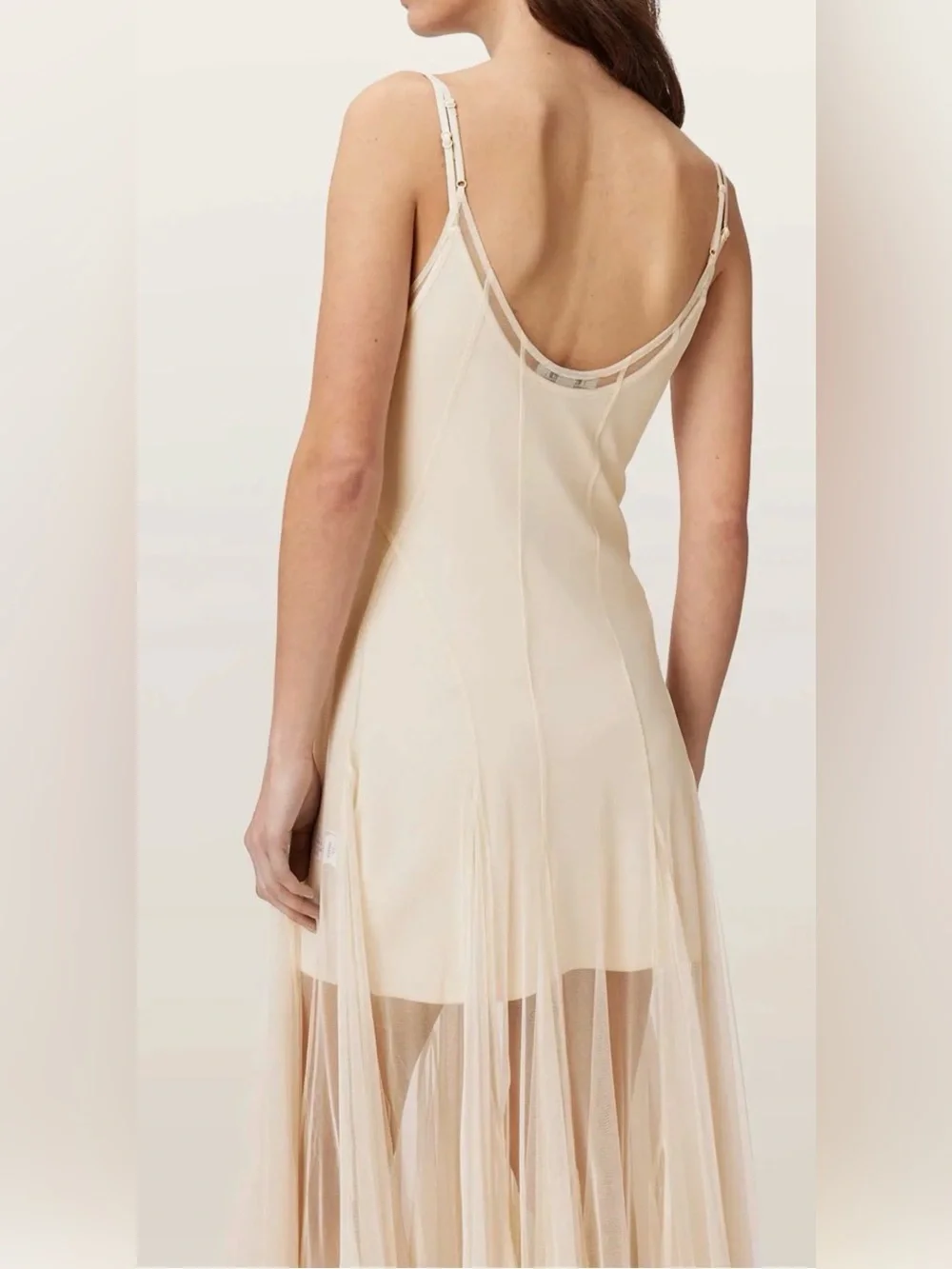 NEW AllSaints Harmonia Mesh Maxi Tofu white Dress SZ 4
